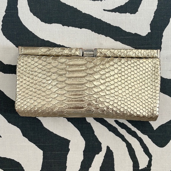 Aldo Bags Aldo Champagne Gold Alligatorcrocodile Texture Clutch